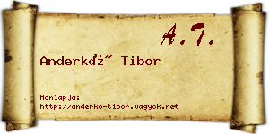 Anderkó Tibor névjegykártya